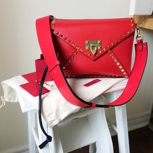 Auth Valentino Garavani Rockstud Red Bag